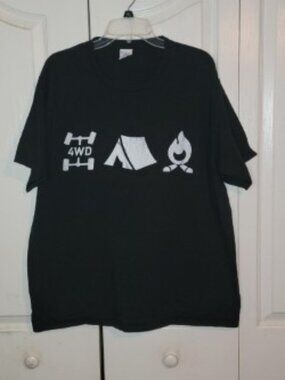 Lot 2 Port & Company Graphic T Shirts XL & L Camping 4WD Outdoor Tees